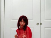 SLUTTY Asian RED HEAD Dancing in FISHNETS & BOOTS 4K 8/16