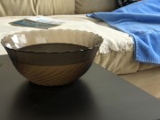 Milf shaves her pussy with a razor. exposes her clitoris. Then she cums very loudly on the couch 2/16