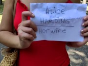 Alice sunbathing topless on a public beach, playing with tits and a toy, and pissing 1/16