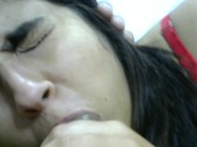 Brunette sucking my cock and drinking milk 10/16