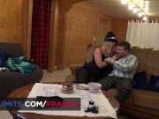 Sex in the chalet with hot blonde woman 2/16