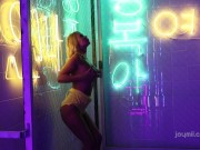 Sexy Milf Stripteases under Neon lights 2/16