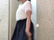【オナニー公開】公衆トイレでの野外露出で興奮する変態OL Hentai japanese girl exposes masturbation in a public toilet 15/16