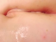 Cuckold licks my ass while lover's cum flows out of me 14/16