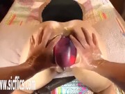Worlds biggest pussy double fucked with a gigantic butt plug and fist 3/16