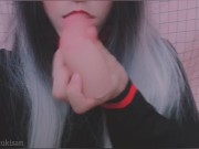 Pov Your goth classmate sucks your little dick like lollipop amateur girl blowjob cum mouth swallow 11/16