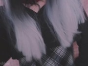 Pov Your goth classmate sucks your little dick like lollipop amateur girl blowjob cum mouth swallow 15/16