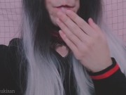 Pov Your goth classmate sucks your little dick like lollipop amateur girl blowjob cum mouth swallow 16/16