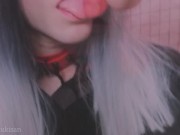 Pov Your goth classmate sucks your little dick like lollipop amateur girl blowjob cum mouth swallow 6/16
