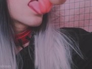 Pov Your goth classmate sucks your little dick like lollipop amateur girl blowjob cum mouth swallow 8/16