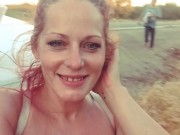 Walking on the bike trail topless 15/16