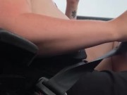 Milkymama awkwardly flashes drivers while driving topless 11/16