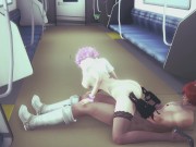 Pink hair girl fucked on the train - 3D Hentai (Uncensored) 9/16