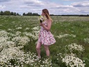 Blonde Horny in Nature and Fingering in the Field 7/16