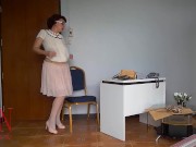 Naked secretary at office. Undressing employee. 2/16