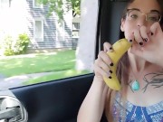 Brunette Stuffs Her Pussy With Banana 2/16