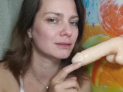 Hot milf slobbering blowjob, cum with ahegao face - LittleMaryLove 2/16
