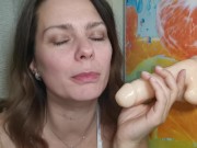 Hot milf slobbering blowjob, cum with ahegao face - LittleMaryLove 5/16