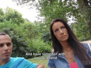 HUNT4K Tanned and slim belle fucked by hunter outdoors in front of BF 3/16