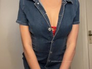 AMAZING REVERSE COWGIRL RIDE BIG DILDO After Strip Tease with Red Lingerie 2/16