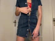 AMAZING REVERSE COWGIRL RIDE BIG DILDO After Strip Tease with Red Lingerie 3/16