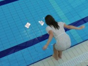 White dressed tight hairy babe Katy Soroka underwater 14/16