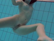 White dressed tight hairy babe Katy Soroka underwater