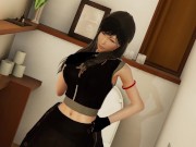 Tifa has an urgency in the bathroom