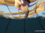 Pink swimsuit babe with tatts Roxalana Cheh underwater 4/16