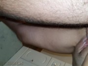 quickie in the bathroom creaming on my bf's dick ending with huge backshot 12/16