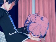 Yui Yuigahama rides Hachiman's cock on the sofa - OreGairu Hentai. 2/16