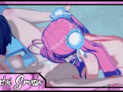 Saeko Busujima and Saya Takagi take turns eating pussy at the beach - Apocalyptic Academy Hentai.