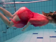 Firm big tits and red dress underwater on Duna Bultihalo 8/16
