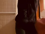 Horny Wife Eating Pussy In kitchen, horny, against the column I put him on his knees to suck pussy 1/16