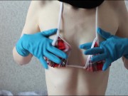 SEXY SCHOOLGIRL IN BLUE MEDICAL GLOVES TEASES WITH HER HAIRY PUSSY AND SMALL TITS FETISH ASS 2/16