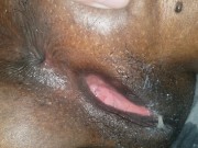 Tight ebony pussy spread wide open! 6/16