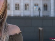 Sexy blonde Glamour girl shows her bald pussy on vacation 4K 10/16