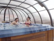 OLD4K Old guy tenderly fucks sexy brunette after relax in the jacuzzi 1/16