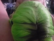 Green haired slut Stoned Daisy gets face fucked and deepthroats sloppy POV cock 2/16