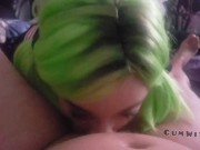 Green haired slut Stoned Daisy gets face fucked and deepthroats sloppy POV cock 5/16