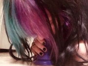 Teen tries deepthroating a dildo 16/16