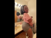 Ebony BBW cleaning nipples hanging out my shirt 6/16