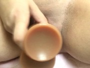 Slut masturbates wet pussy with dildo and cums. Just listen to the orgasm of this lustful hole 15/16