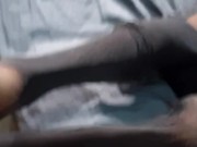 Ebony Girl give me a Footjob in Nylons 13/16