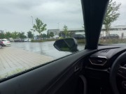 Sloppy handjob and balls licking in car at supermarket parking lot with huge cumshot - Public 1/16