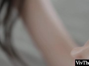 Beautiful Brunettes kiss passionately before one eats the others shaved pussy 5/16