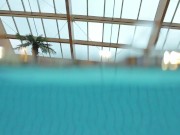 Red swimsuit beauty Katy with bushy pussy underwater 1/16