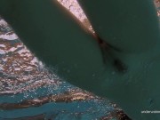 Red swimsuit beauty Katy with bushy pussy underwater 11/16