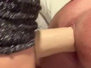 Hot milf pegging her cucks juicy wet asshole with a huge strapon while he moans and begs for more!! 9/16
