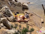 Redhead naked babe seduces a naked dude outdoor and fucks him for our cameras! 12/16